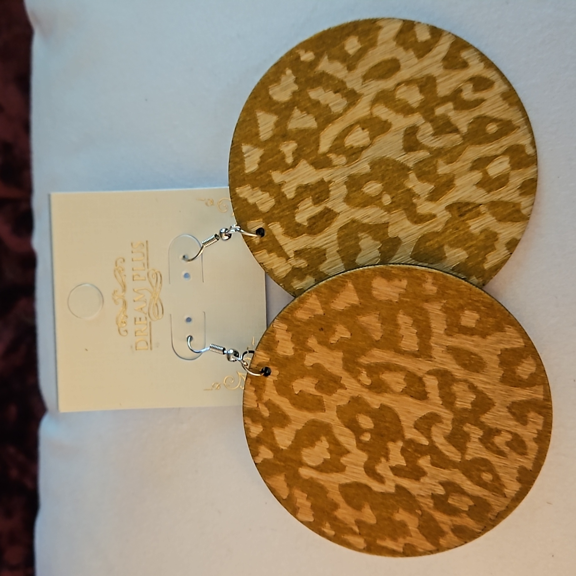 Dream Plus Leopard Print Wood Earrings